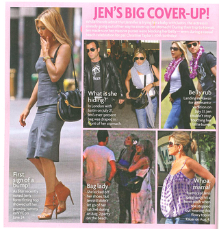 Illustration for article titled This Week In Tabloids: Jennifer Aniston's Secret Baby Bump & Shotgun Wedding